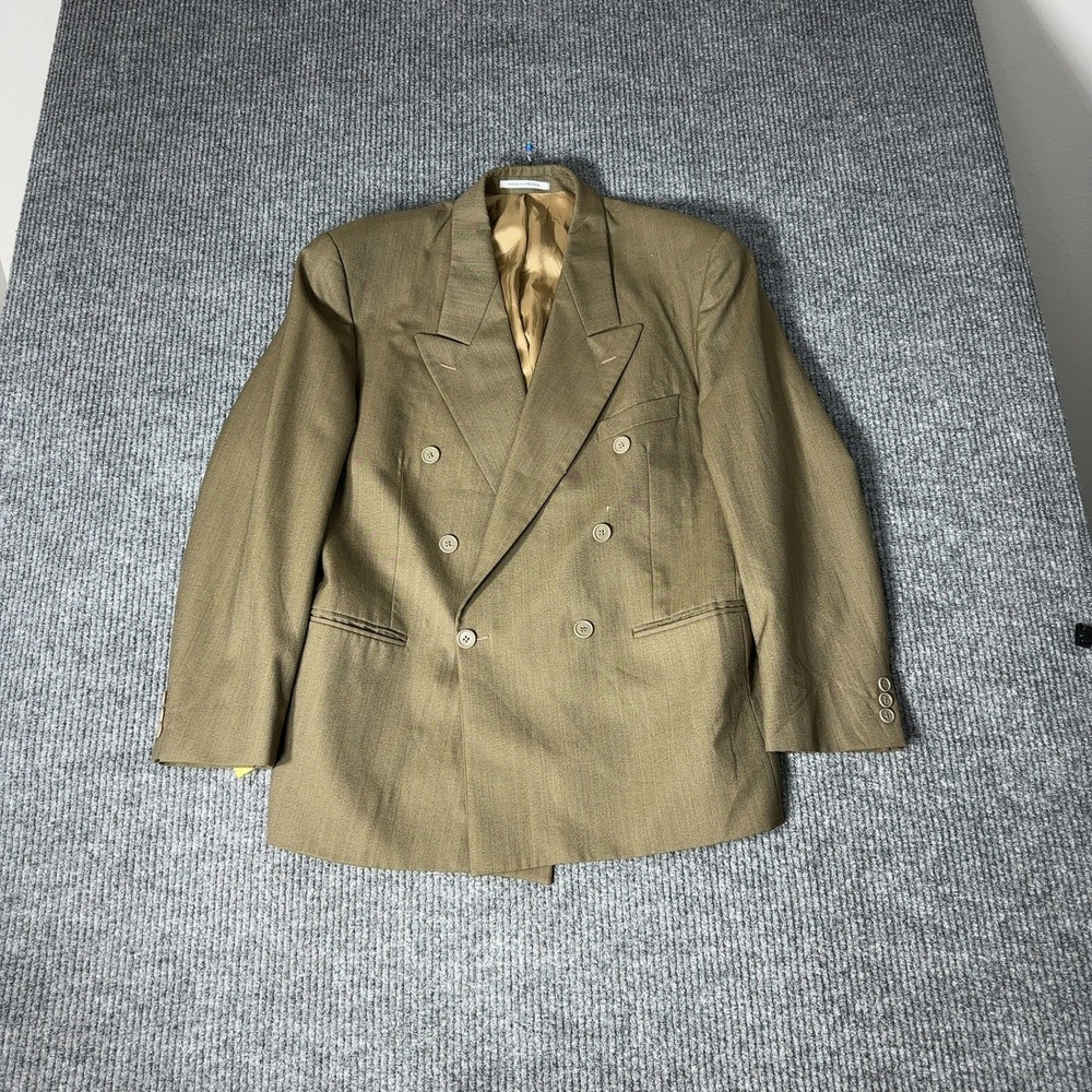 Vintage Yves Saint Laurent Blazer Mens XL Brown Double Breasted Wool Made France